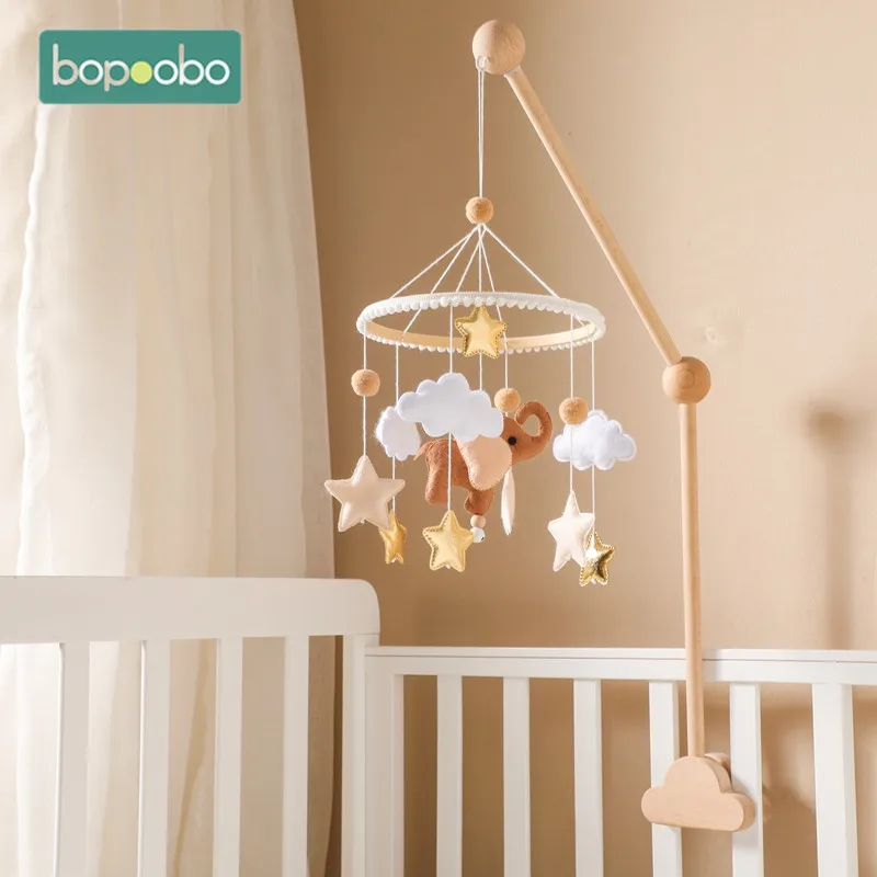 

Baby Cute Elephant Mobile Hanging Rattles Toy Wooden 0-12 Months Bed Bell Hanger Crib Mobile Bed Bell Wood Holder Arm Bracket