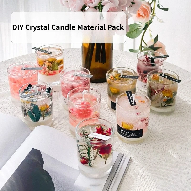 

DIY хрустальная свеча, упаковка материалов, прозрачный желейный воск, детские принадлежности для изготовления ароматерапевтических свечей ручной работы, полный набор