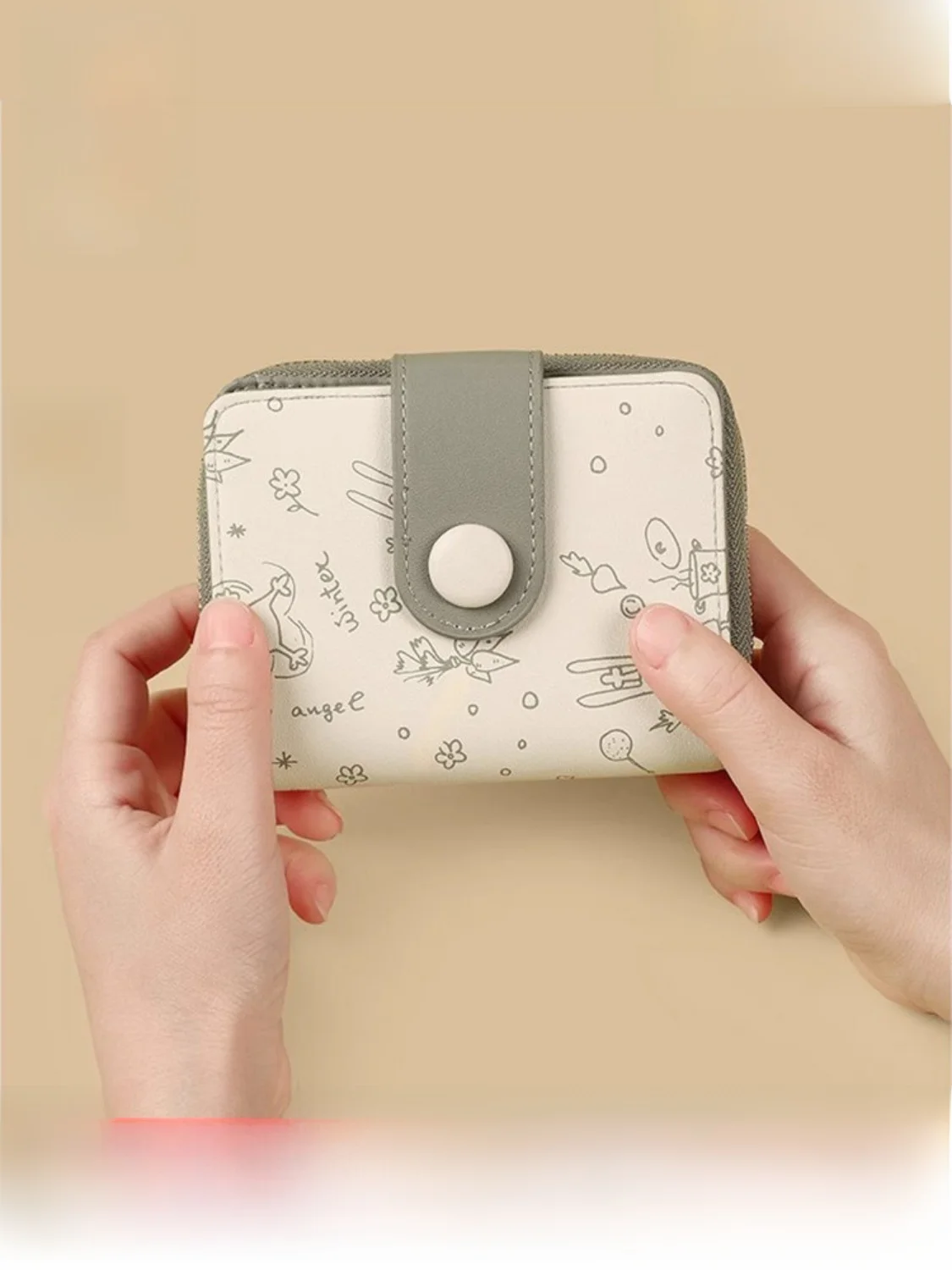cute-female-leather-wallet-straw-man-design-coin-purse-card-holder-high-end-feelings-silver-bag-compact-cartoon-style-short-w