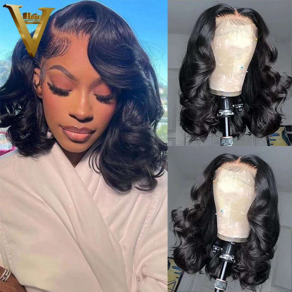 Body Wave Natural Black 13X4 Lace Front Wig Glueless Preplucked Hairline Wigs For Black Women Brazilian Virgin Human Hair Wig