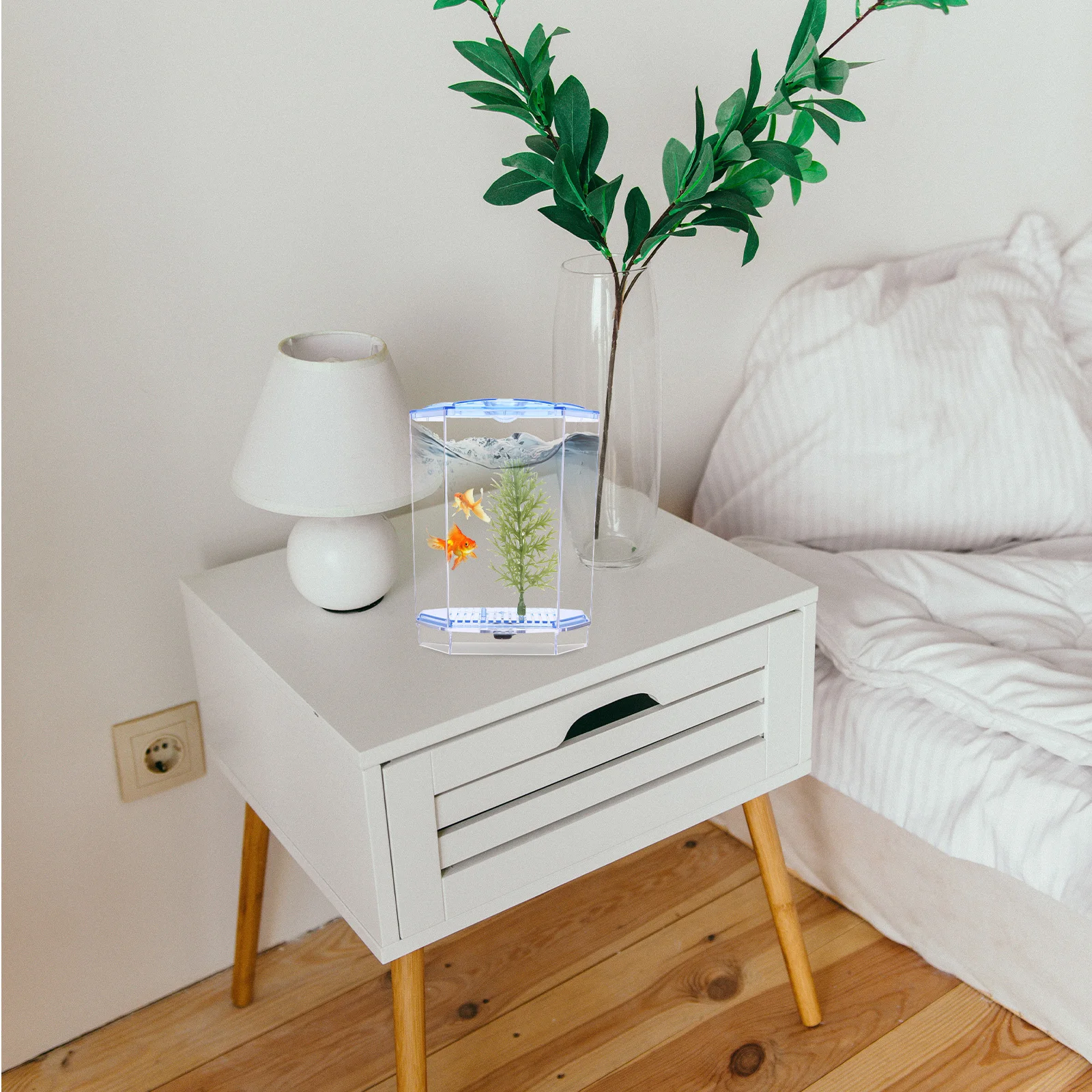 

for Small Fish Goldfish Breeding Hydroponic Plants Desktop Decor Living Room Transparent Blue Clear Plastic