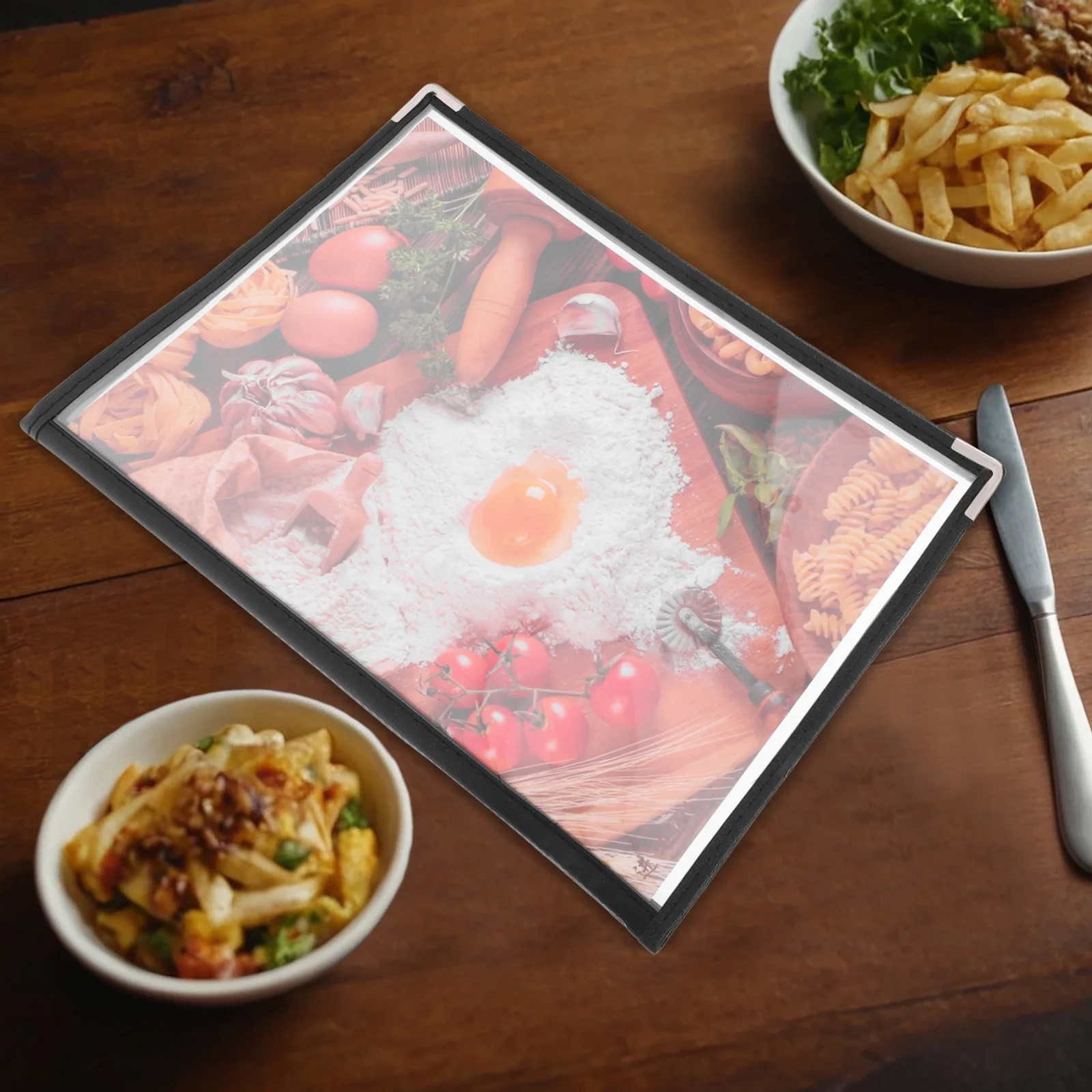 Porta Menu a 3 Pagine e 6 Lati in PVC Trasparente, Libro Menu per Ristoranti, Caffè, Bar, Lista Vini, Copertina Protettiva Riutilizzabile