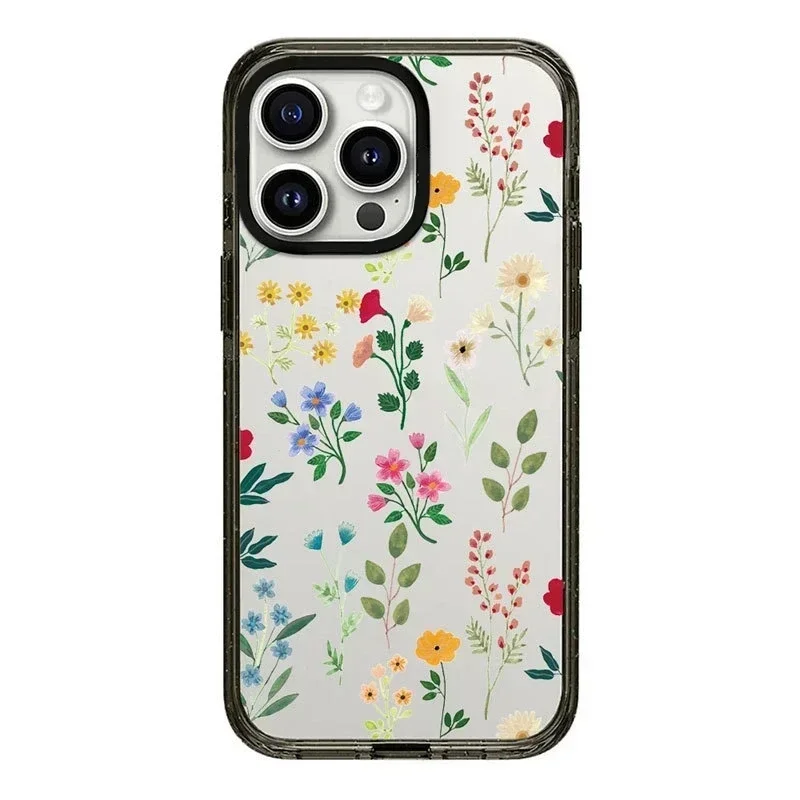 2.0 Acrylic Upgrade Border Flower Leaf Phone Case Cover for iPhone 11 12 13 14 15 16 Pro Max Case for iPhone 16 ProMax