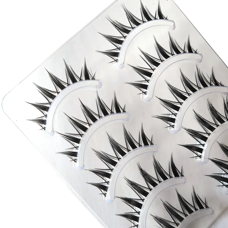 5 pares de pestañas postizas naturales largas ojo de gato, cosplay, tira cruzada, hechas a mano, manga 5
