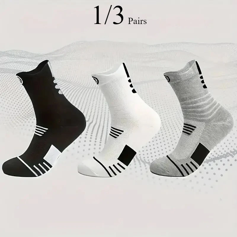

1/3 пары мужских удобных спортивных носков с подушкой для занятий спортом на открытом воздухе, баскетбольные носки с полотенцем для мужчин