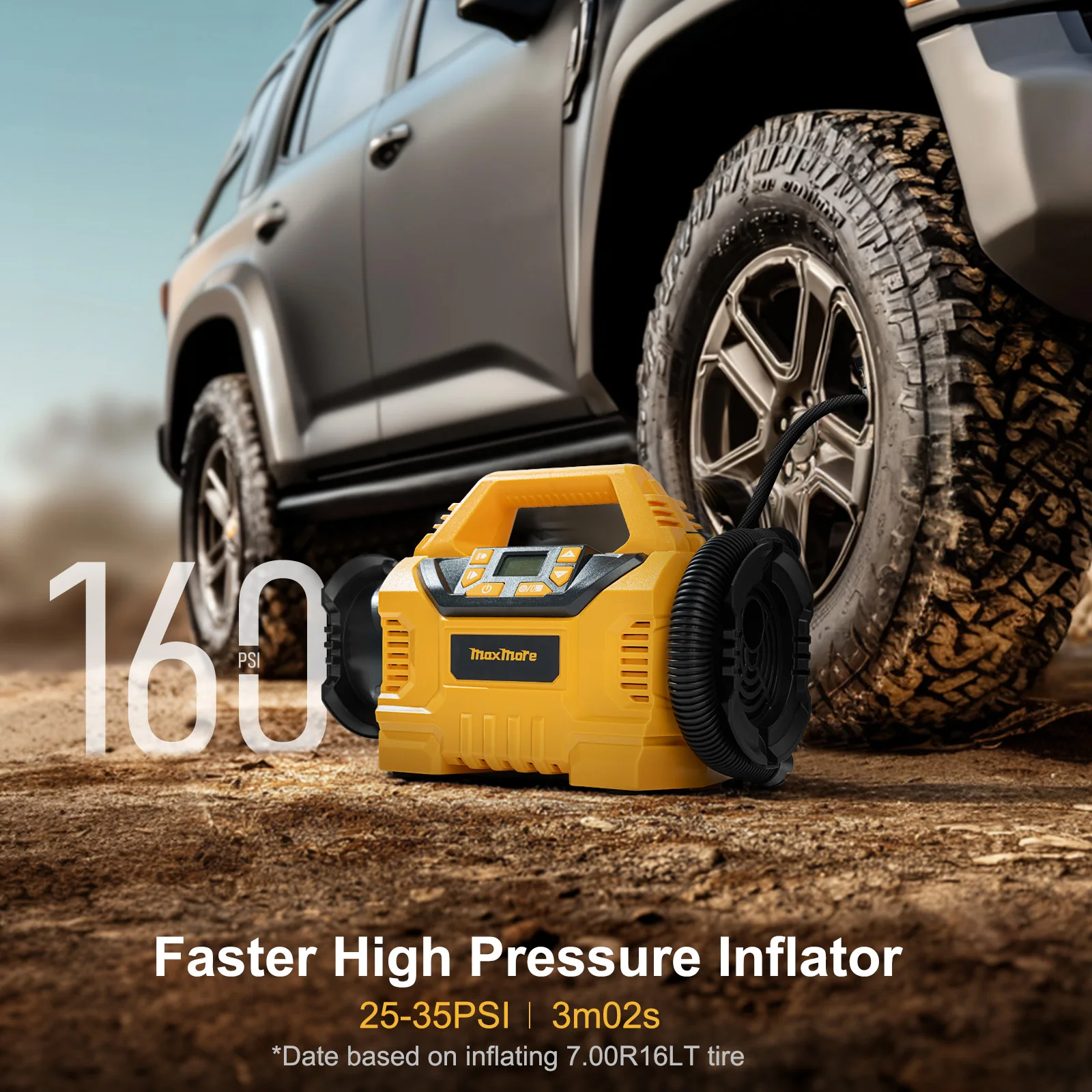 Portable Tire Inflator/Deflator Compatible with DeWalt 20V Battery (Tool Only)160 PSI High Pressure Cordless Air Compressor Pump
