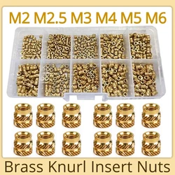 M2 M2.5 M3 M4 M5 M6 Brass Heat Set Insert Nut Hot Melt Nutinsert Thread Knurled Double Twill Embedment Copper Nut Assortment Kit