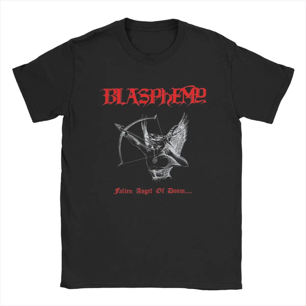 

2025 new model Men's T-Shirts Blasphemy Fallen Angel Vintage 100% Cotton Tee Shirt Short Sleeve T Shirt Round Neck Clothes Birth