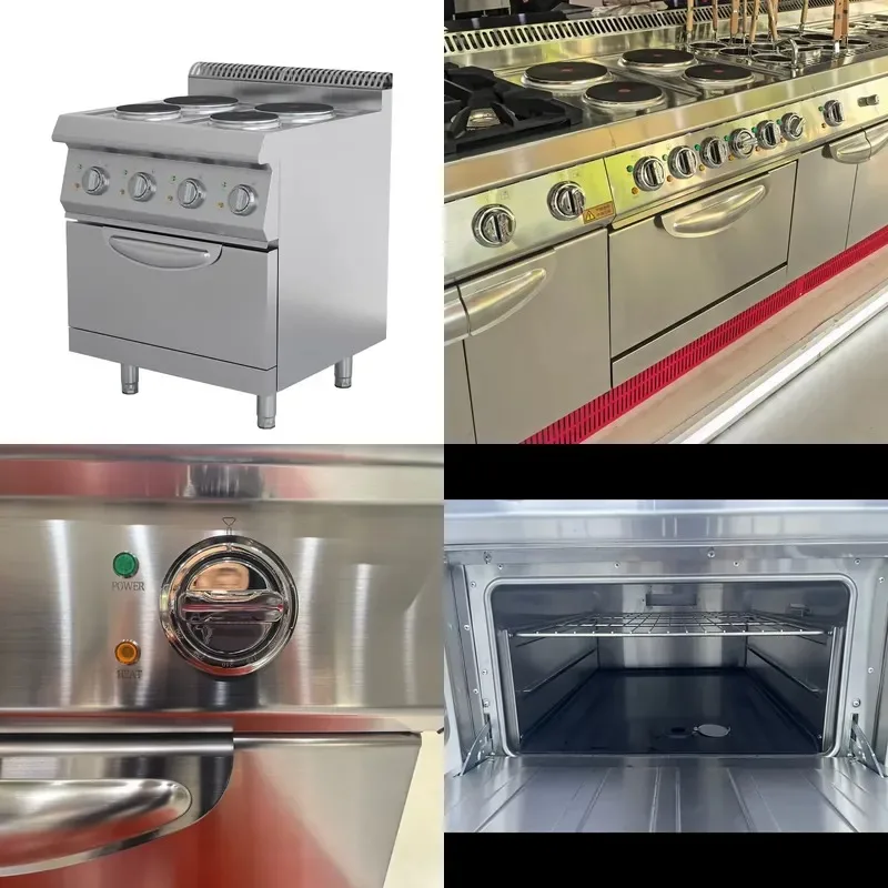 Commercial Four Burner Electric Stove Oven Stainless Steel Multi Function for Restaurant Hotel