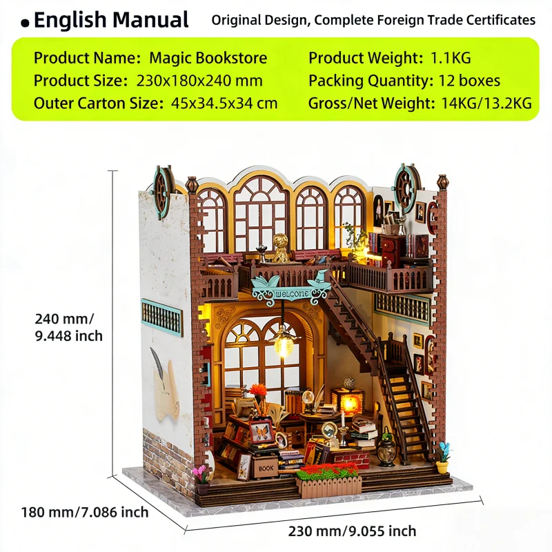 

OUZEY Enchanted Book Nook DIY, 3D Wooden Magic Study Puzzle, Mystical Gift for Teens