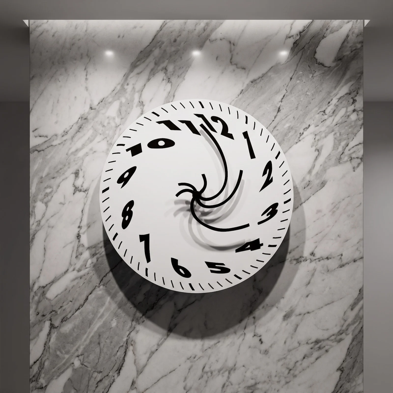 Abstract Wall Clock with Twisted Knotted Hands for Bedroom Office Optical Illusion Surreal Art Decor Silent Quartz Wall Clock