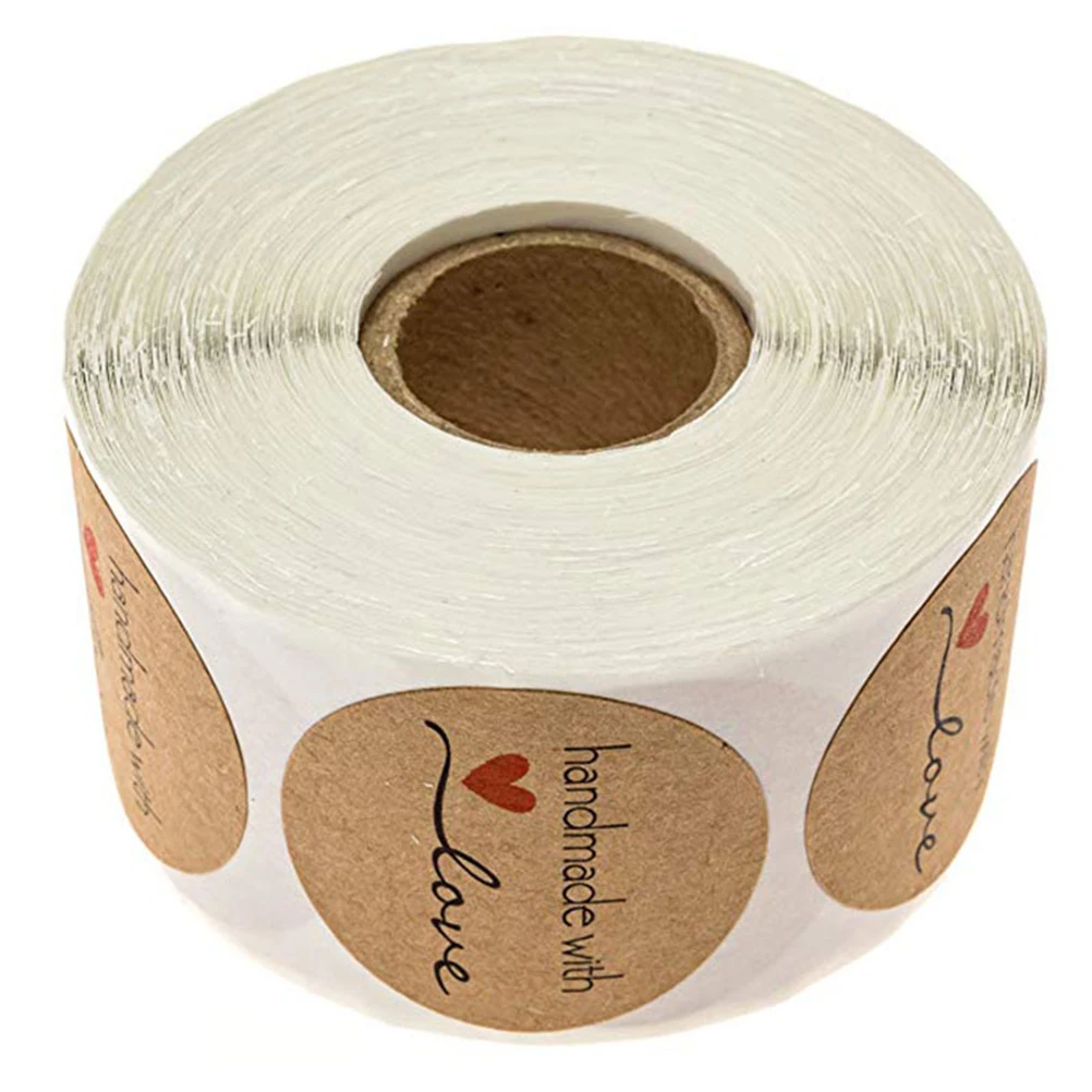 

1pcs Kraft Paper Stickers Strong Adhesive Round Labels Sealing Decals Candy Bags Biscuit Packaging Design