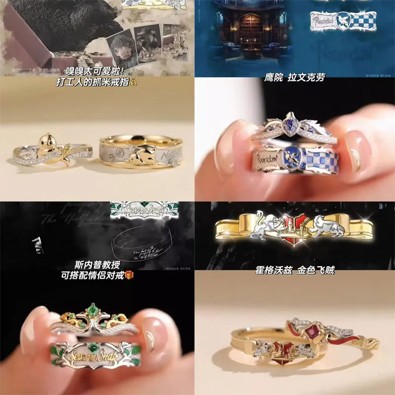 Anillos de Pareja de Harry Potter Ravenclaw, Anillos con Diseño Único de Anime, Joyería de Cosplay para Fanáticos del Anime