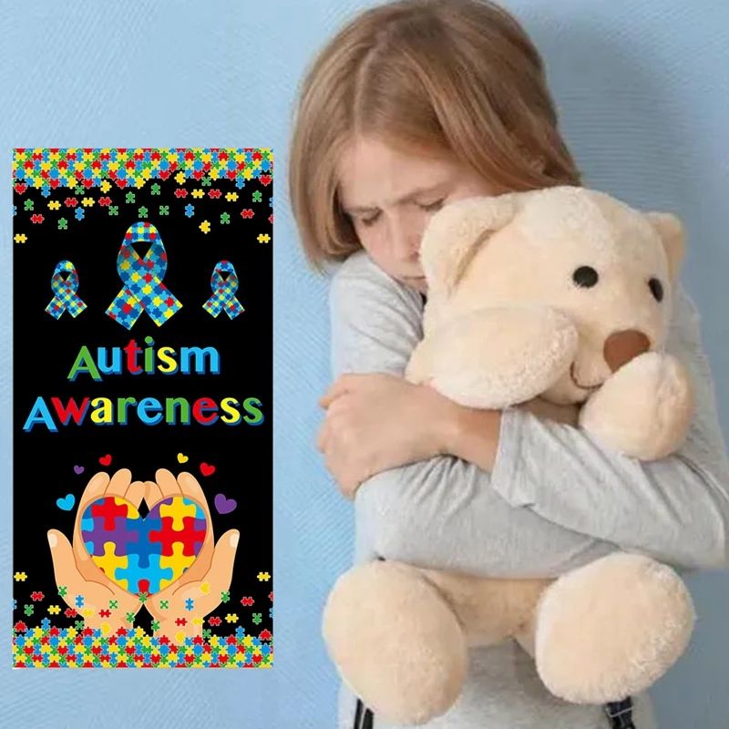 قماش خلفية للتصوير الفوتوغرافي ، لافتة يوم التوحد العالمي ، لغز الخلفية ، إعداد المشهد ، سهل الاستخدام ، 90 × 180 سم