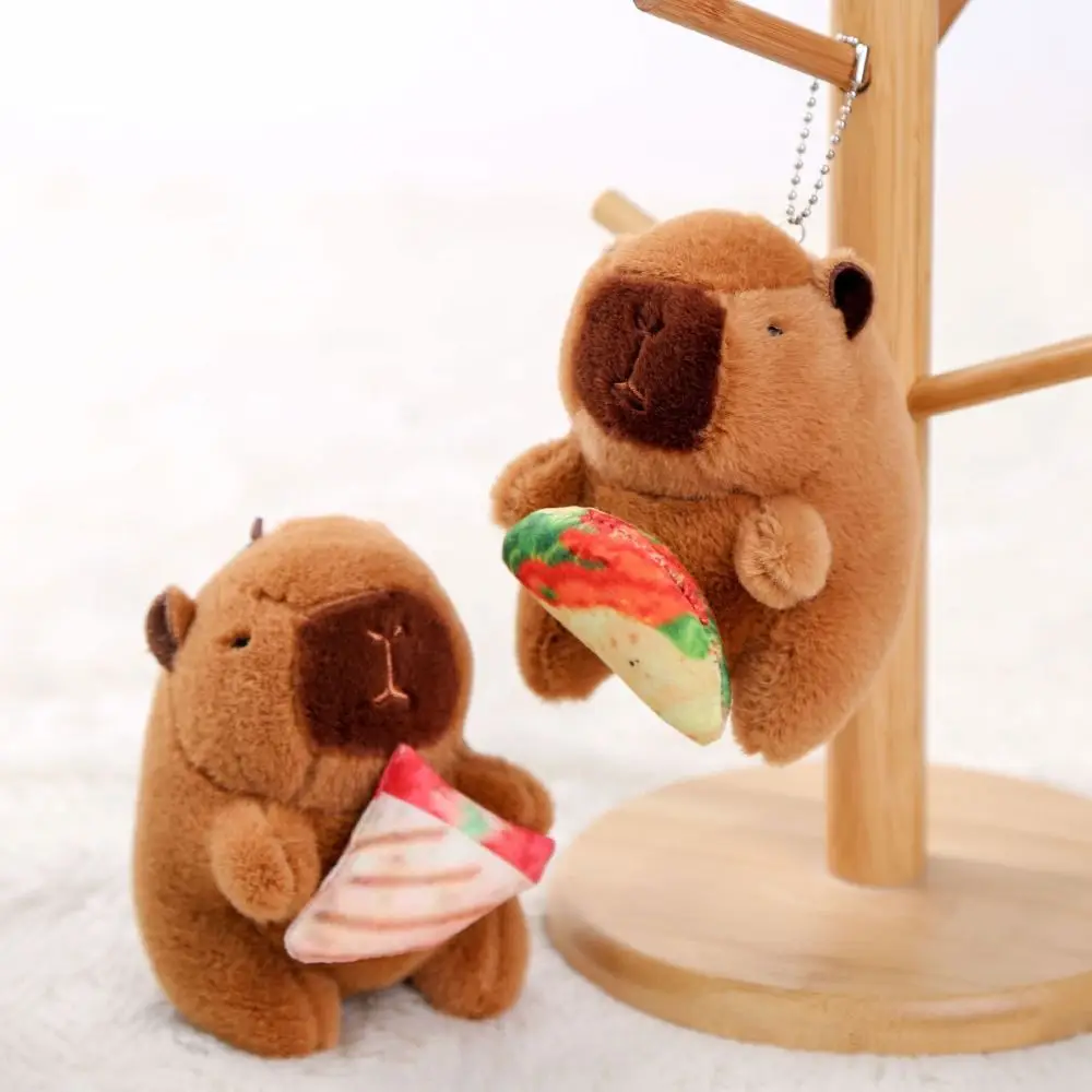 고품질 Capybara 플러시 장난감 키 체인 플러시 애니메이션 푹신한 장난감 배낭 펜던트 가방 장식품 선물 매달려