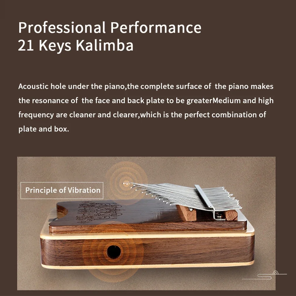 Hluru 17/21 Key Kalimba Walnut Thumb Piano Top Professional, A class, with Songbook Set and Pickup Maple Musical Instruments