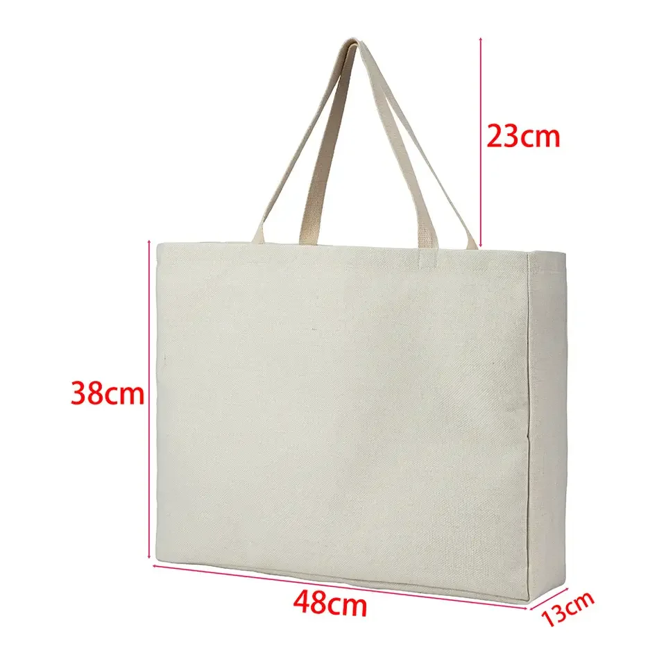 Borsa per la spesa in lino riutilizzabile di moda borsa a tracolla in bianco per sublimazione per Logo personalizzato regalo di natale creativo