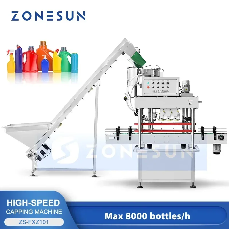 ZONESUN ZS-FXZ101 Tappatrice automatica ad alta velocità per tappi a vite per la produzione di sigillare bottiglie farmaceutiche di alimenti cosmetici