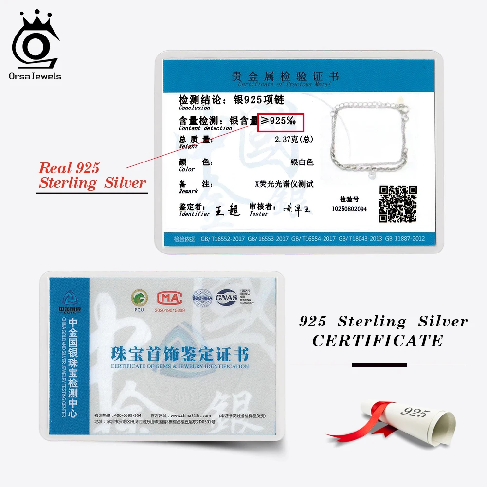 ORSA جواهر حساسة 925 Stelring الفضة قلادة مستديرة تشيكوسلوفاكيا قلادة رومانسية الزفاف المرأة الرقبة حبل سلسلة غرامة مجوهرات BQN26