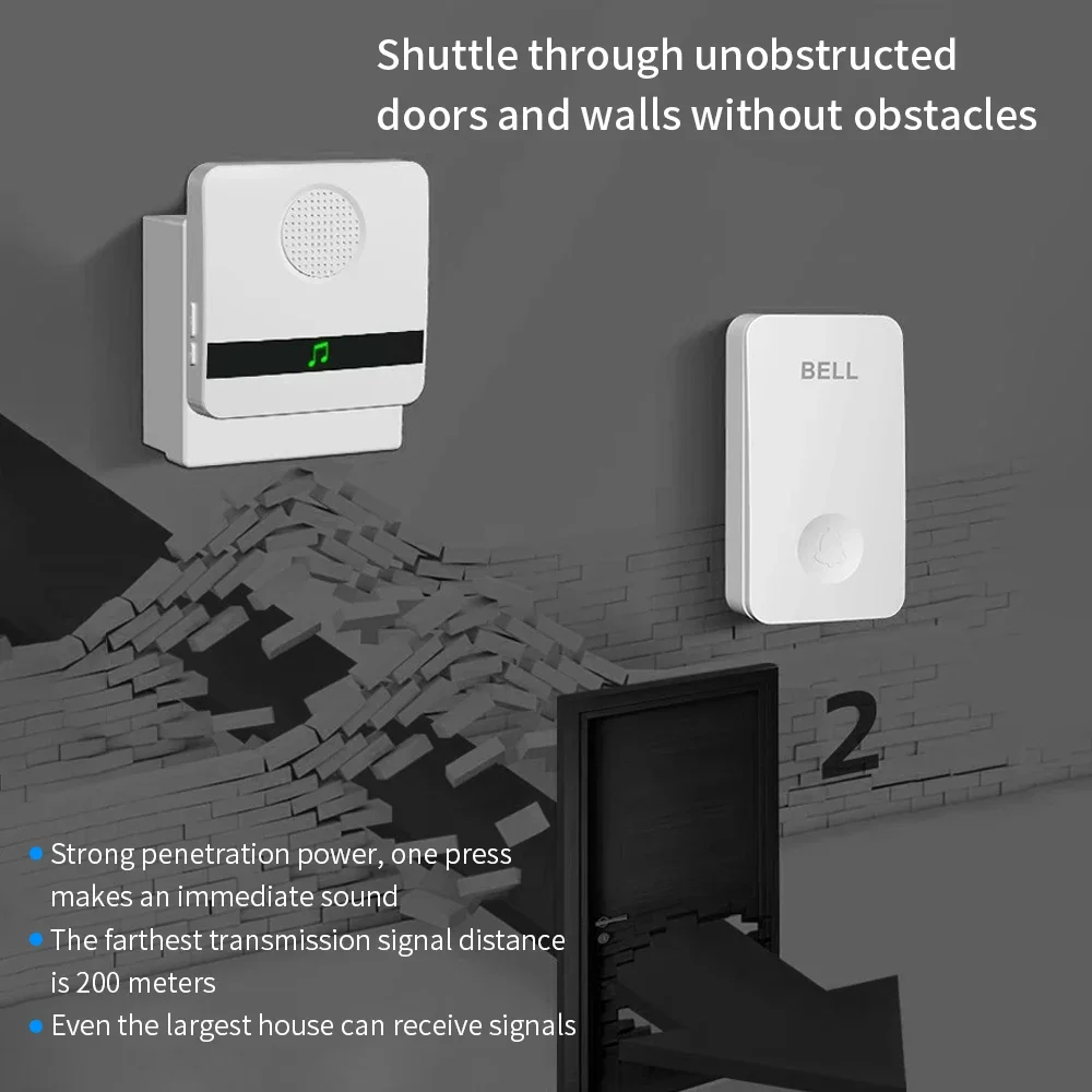 

Беспроводной уличный дверной звонок с автономным питанием — пульт дистанционного управления 200 м, приветственный звонок, устойчивый к атмосферным воздействиям домашний дверной звонок