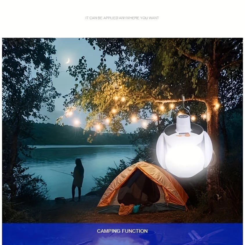 Portable Solar Camping Light with Hook Remote Control Folding Football Bulb Rechargeable Desk Lamp for Tent Emergency Chandelier image 5