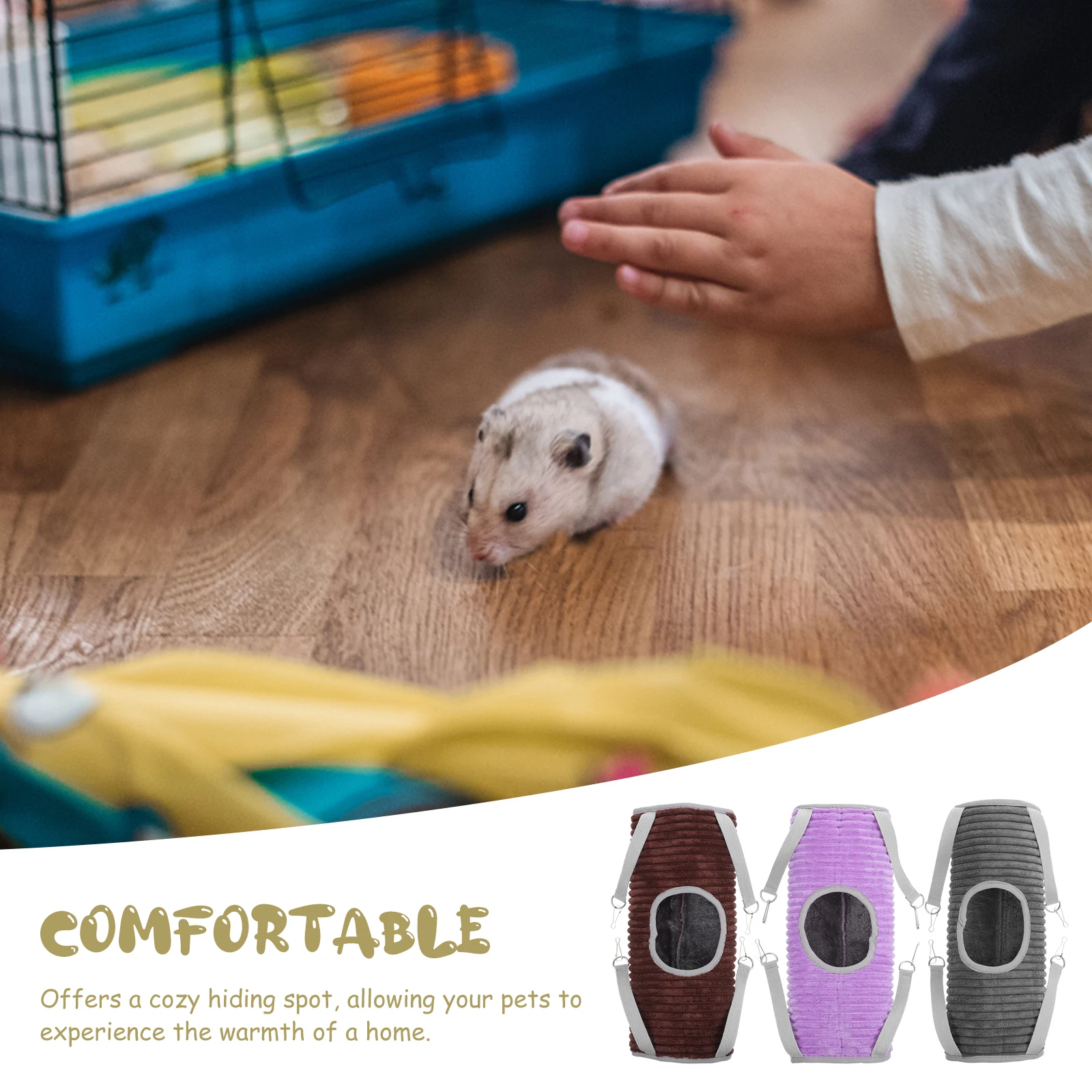 

3pcs Hamster Cage Hammock Multifunctional Tunnel Swing Warm Nest Easy Detachable Design Spacesaving Hanging Small