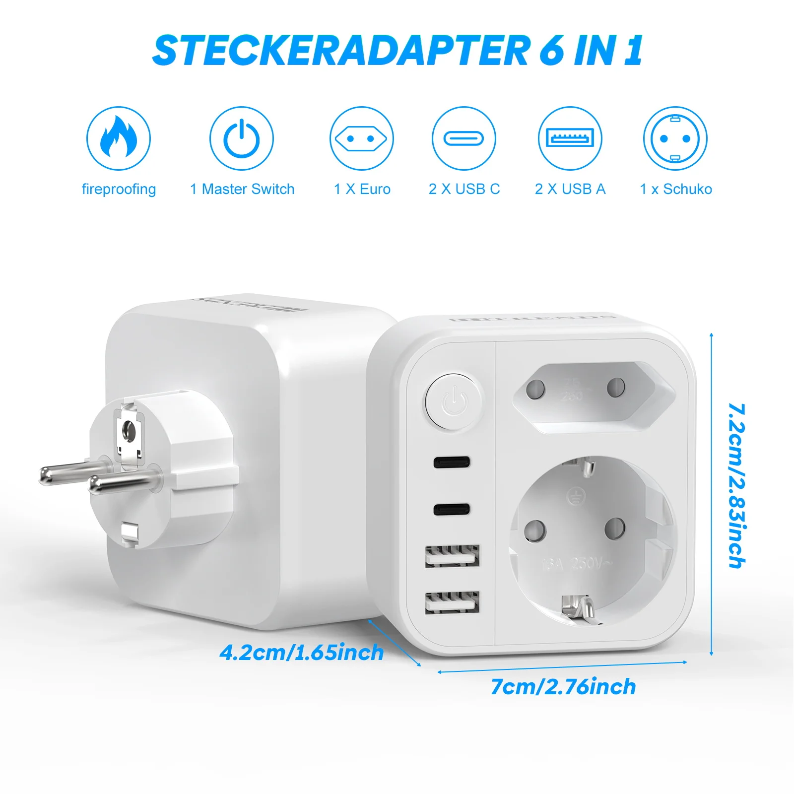 Multiple Socket Wall Charger with 4 USB 17W fast charing Power Plugs, Double Plug for USB Socket adapter for home travel view 3
