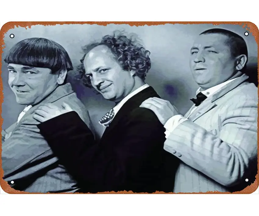 1PCS,The Three Stooges Black And White Poster Movies  TV series Poster Tin Sign Vintage Metal Pub Club Cafe bar Home Wall Art De