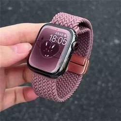 Y2K Korea Cute Nylon Band For Apple Watch Band Ultra2 49 45 44 41 42 38 40 Correa Magnetic Band For Iwatch Series 9 8 SE 7 6 5 4