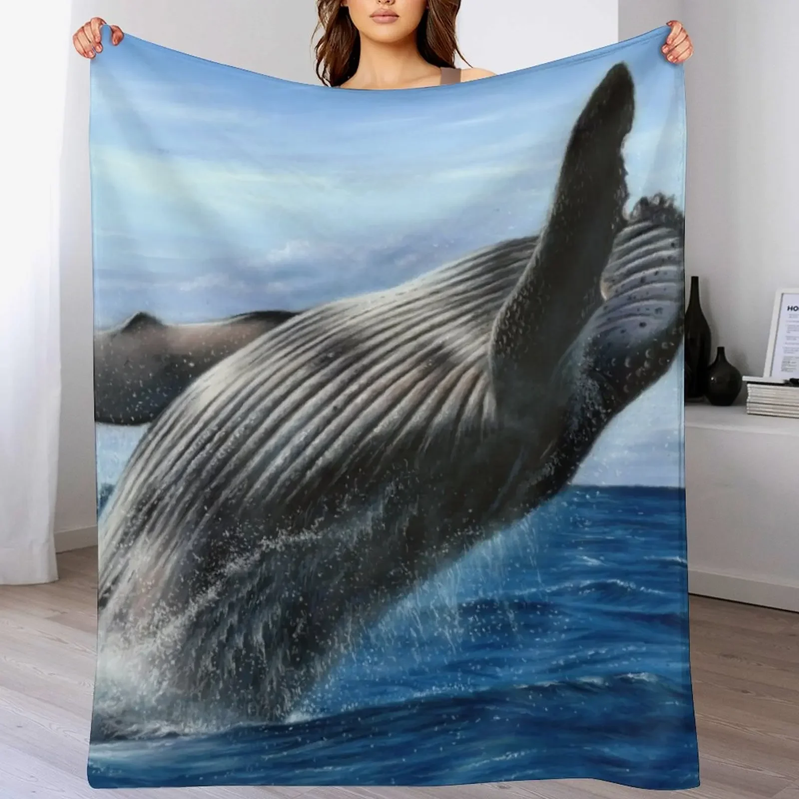 

Humpback Whale Artwork Throw Blanket Lightweight Warm Blanket for Indoor Outdoor Use