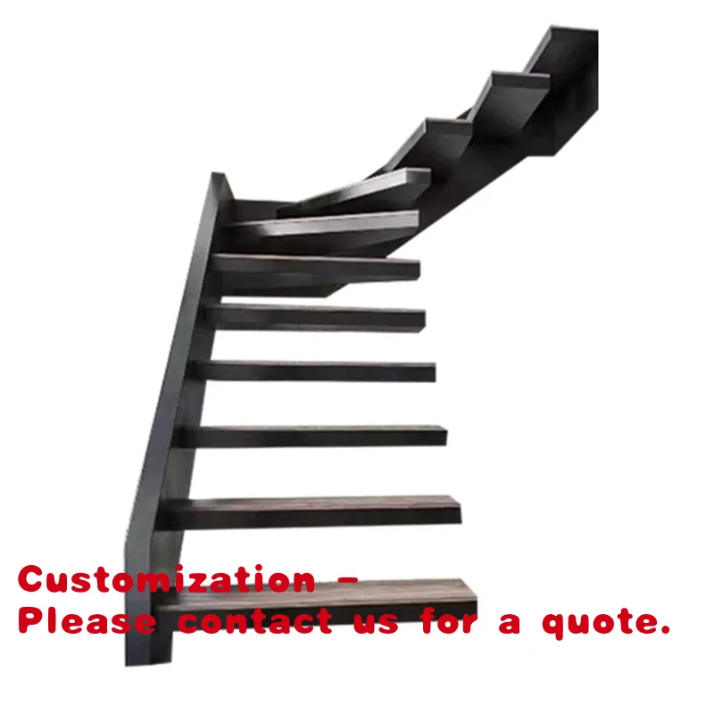 

custom.Modern Central Certified Luxury Indoor Solid Wood & Steel L-Shaped Storage Stairs with Customizable Options
