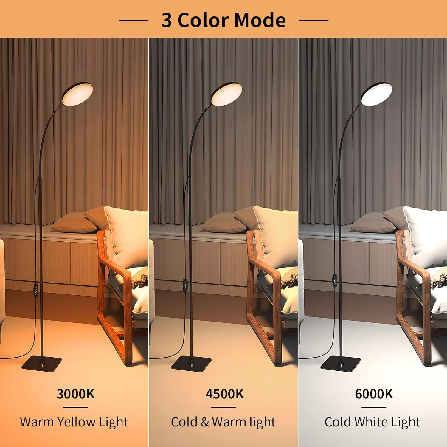 Imagem -03 - Usb Lâmpada de Assoalho com Gooseneck pé Luz de Leitura Dimmable Luz Interior Sala Quarto Decoração do Escritório Stand Luz Ajustável