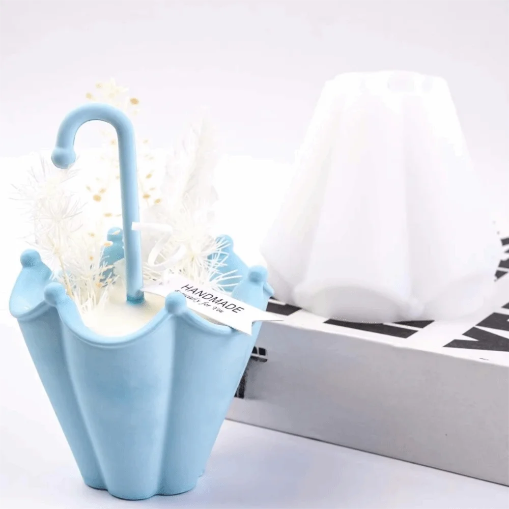 Multi-functional Silicone Umbrella Shape Candle Cup Mold Non-stick 3D Flower Pot Mold DIY Flexible Plaster Mold Wax
