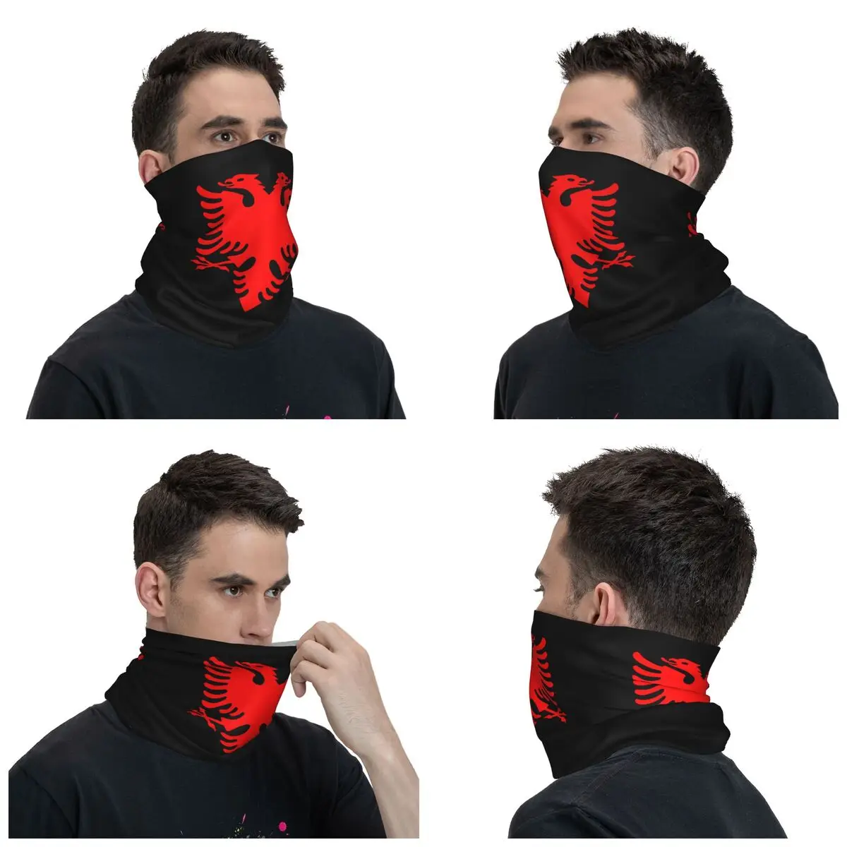 Albanian Flag Bandana Neck Gaiter Printed Balaclavas Face Mask Scarf Multi-use Headband Riding Unisex Adult Windproof