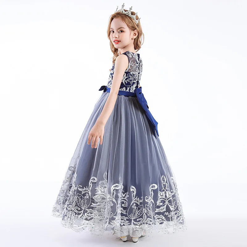 Fashion Flower Girl Dresses for Weddings Lace Mesh Sleeveless Evening Dresses Summer Children Girls Party Dress 4-10 Years