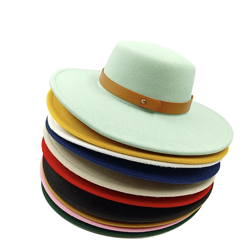 10 colors fedora new 9.5cm hat winter hat wide brim flat jazz hat flat brim unisex jazz hat wholesaleшляпа женская