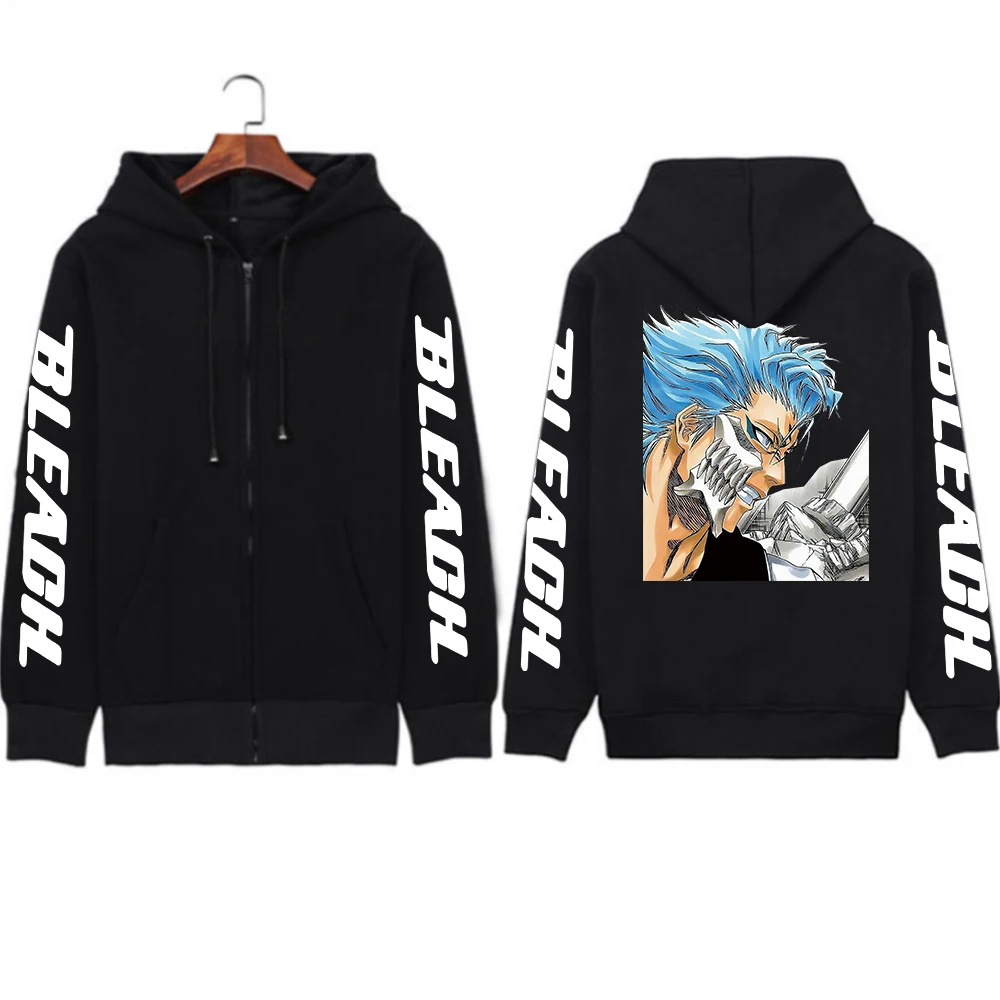 Bleach Grimmjow Jaegerjaquez Anime Zipper Hoodies Harajuku Cartoon