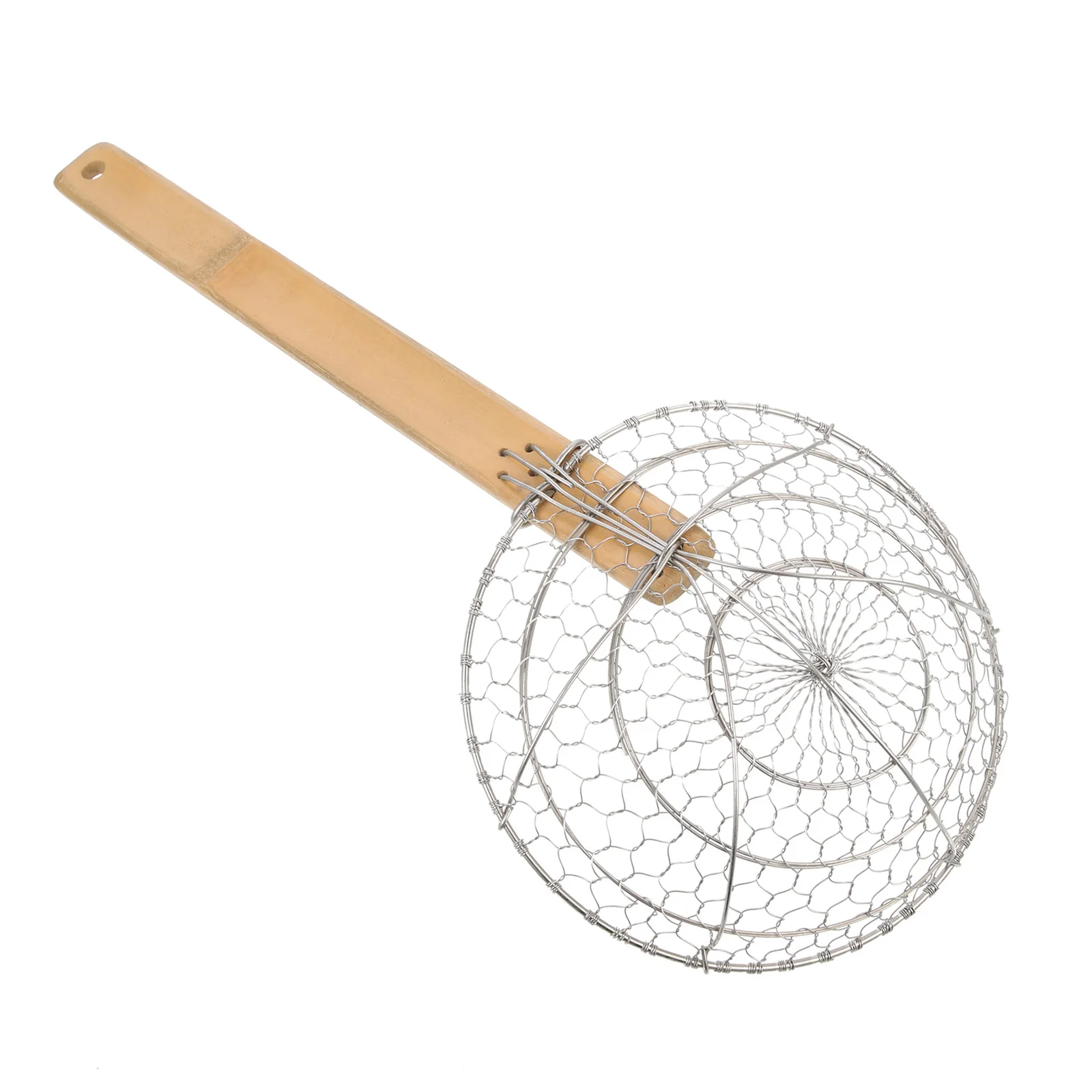

Oil Strainer Stainless Steel Bamboo Kitchen Colander Sturdy Heat Resistant Ergonomic Handle Hanging Hole Filter Spoon