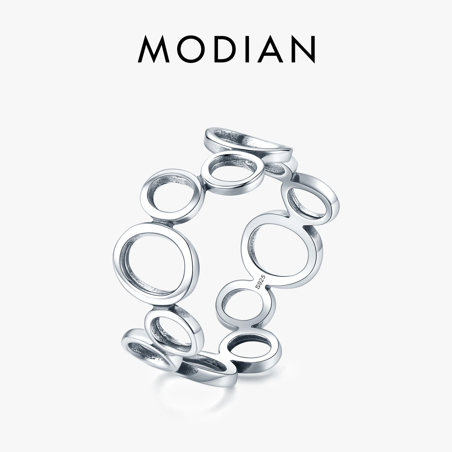 

MODIAN 925 Sterling Silver Fashion Irregular Round Design Eternity Band Rings For Women OL Fine Jewelry Accessories