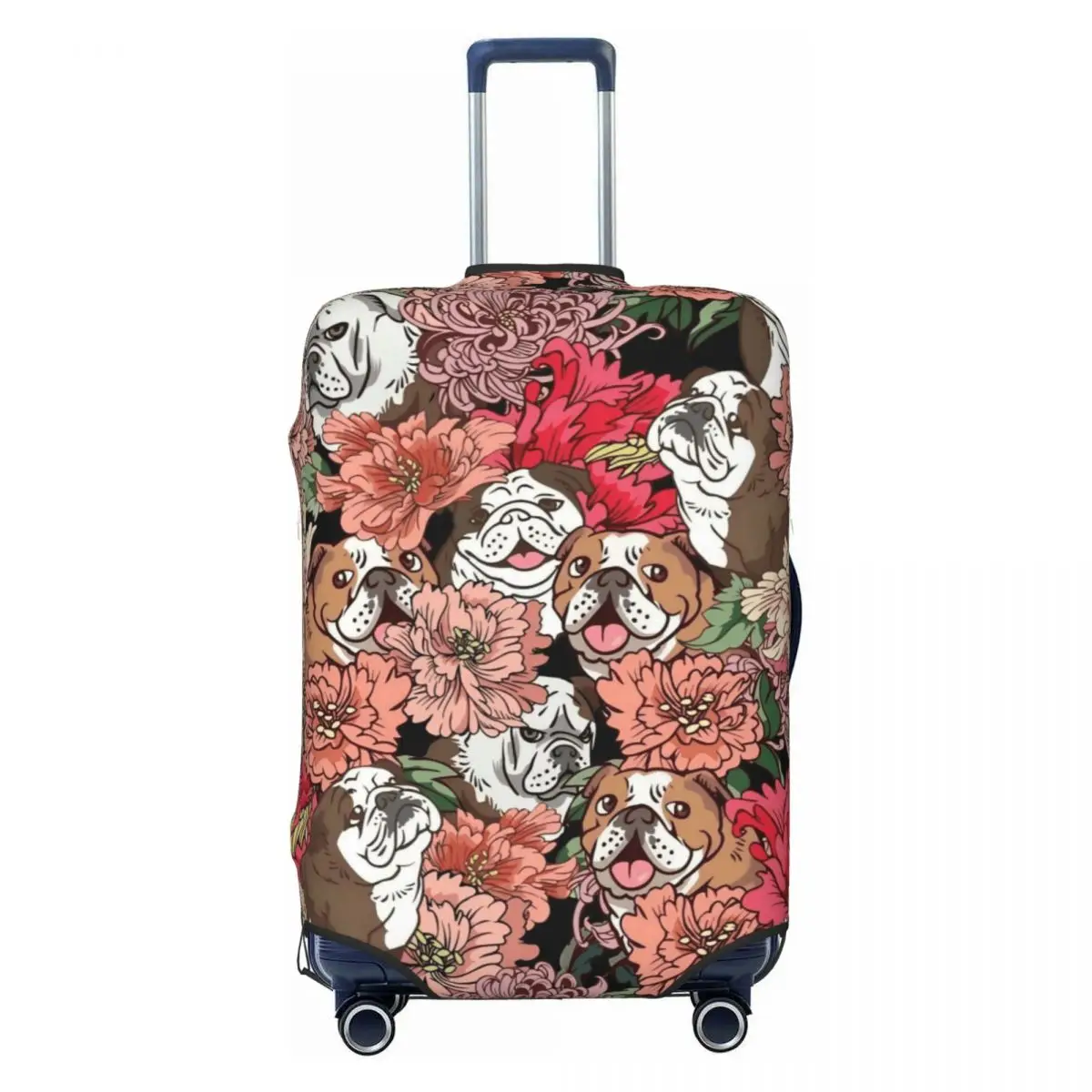 

Чехол на чемодан с цветами и французским бульдогом, моющиеся защитные чехлы для багажа для любителей собак Frenchie 18-32 дюймов