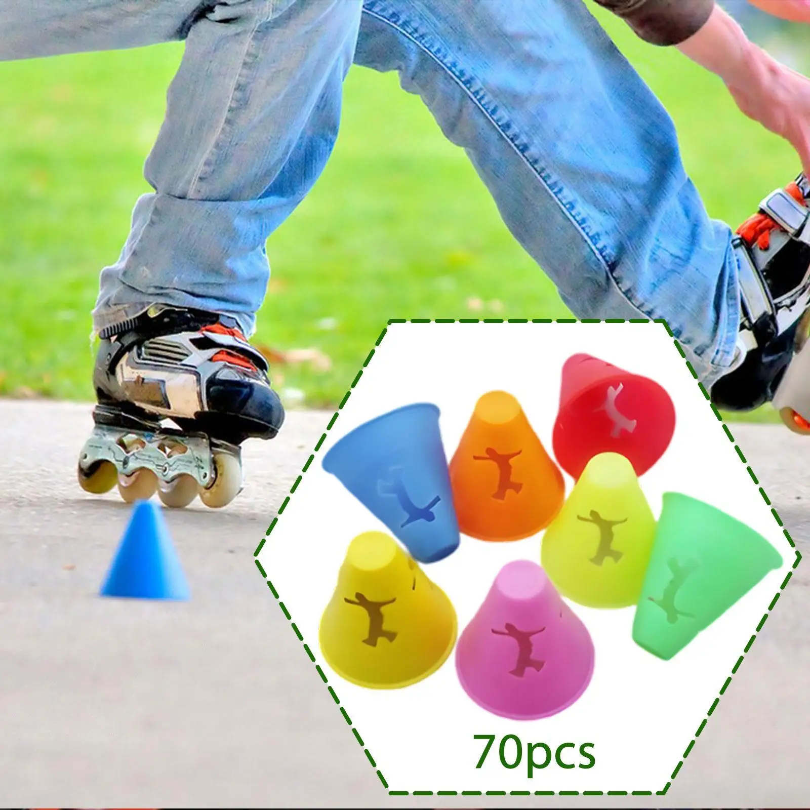 

Agility Training Mini Sports Cones Multicolor Durable Marker Cups for Inline Skating Roadblock Football Basketball