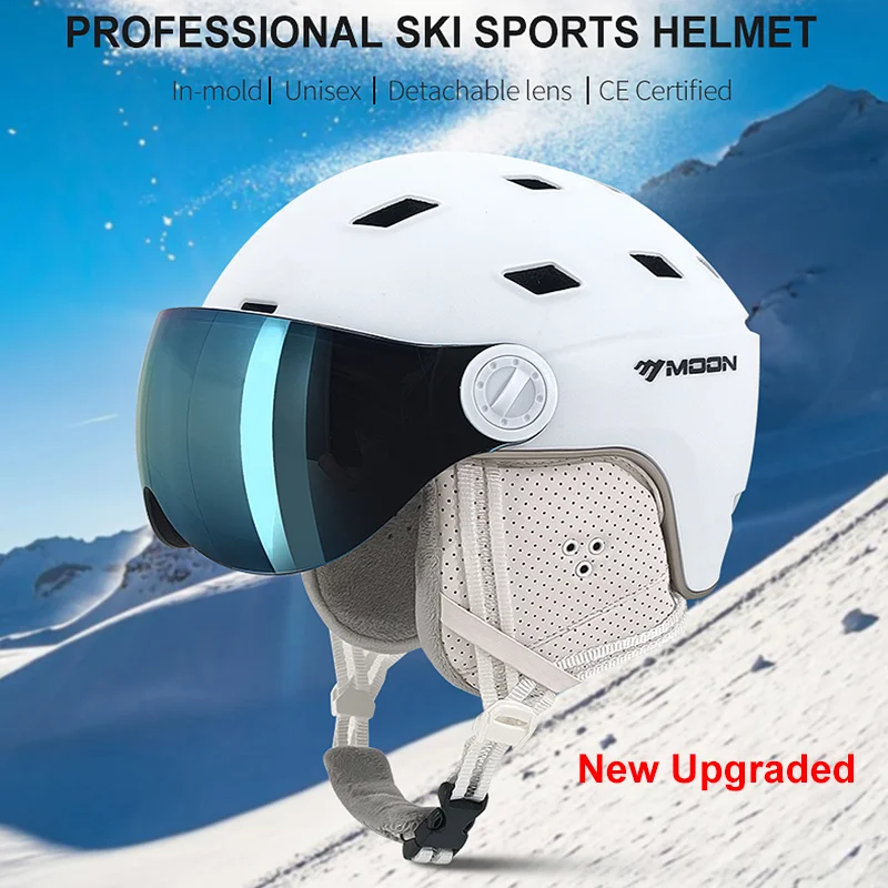 MOON-casco de esquí profesional para adultos y jóvenes, Universal para monopatín, Snowboard, equipo de nieve, cálido, invierno