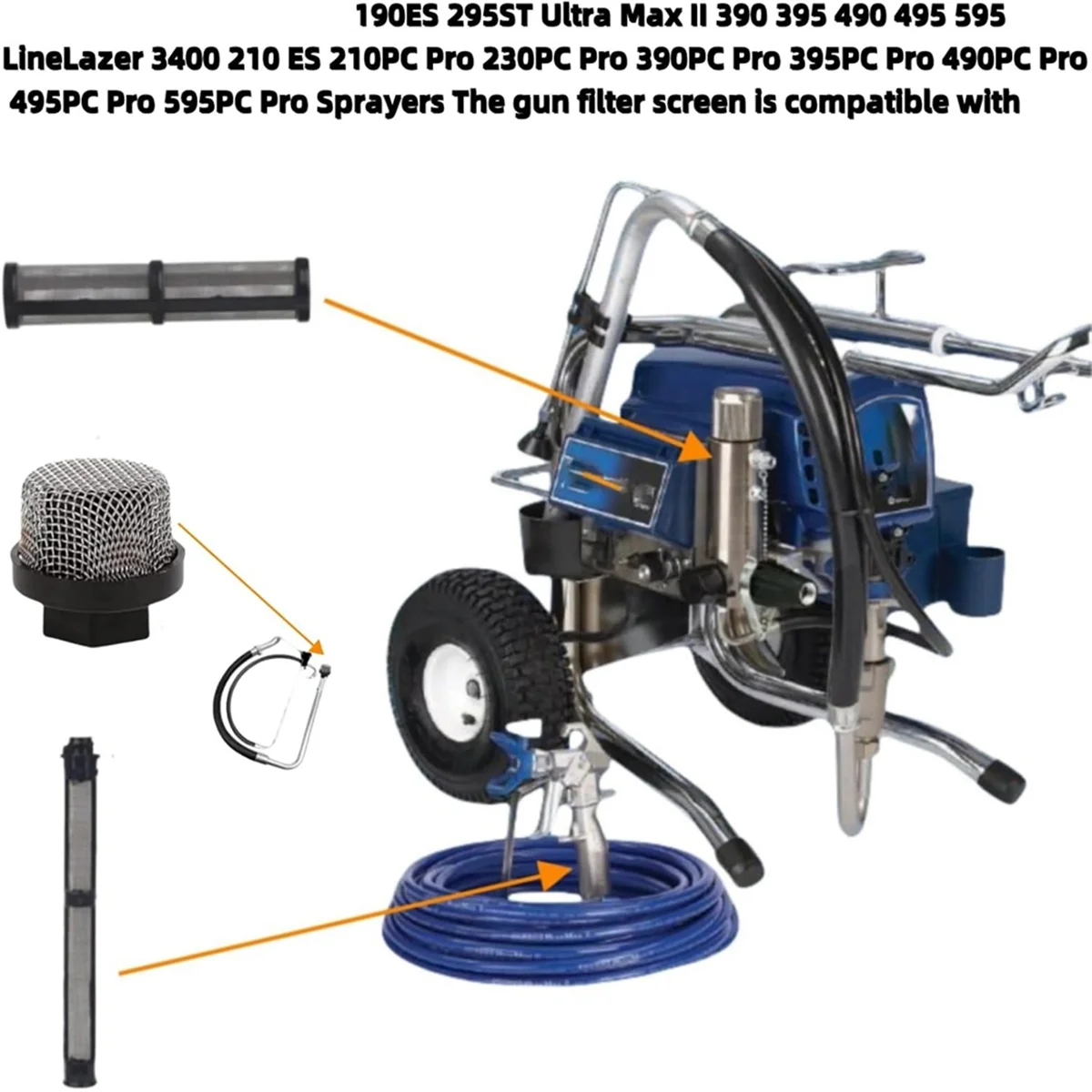 

AA98 246385 246384 287032 Набор фильтров для распылителя 390 395 490 495 595 3400, 3 всасывающих трубки, фильтр-насос, фильтр