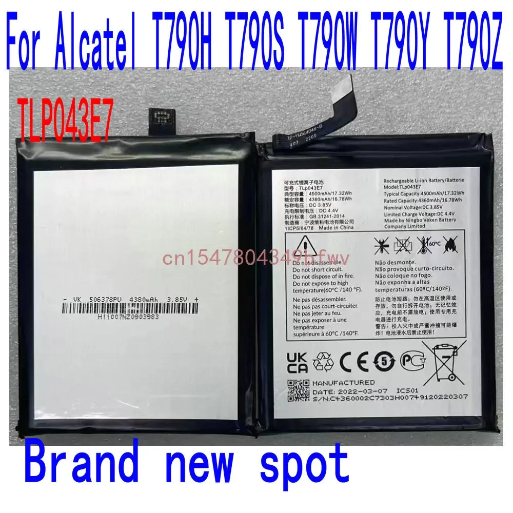 Brand new original 4500mAh TLP043E7 Battery For Alcatel T790H T790S T790W T790Y T790Z TCL 20Por 5G Mobile Phone