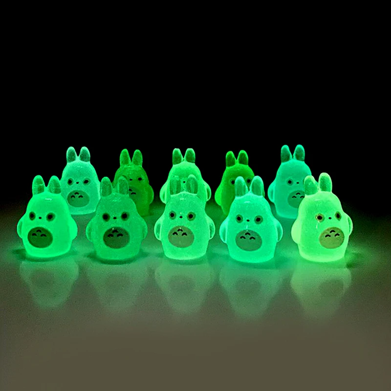 1PC Outdoor Miniature Glow In Dark Totoro DIY Fairy Garden Decoration Colorful Luminous Totoro Micro Landscape Accessories