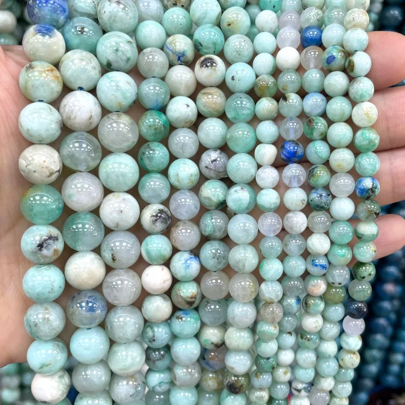 6 8 10MM Natural Green Australia Azurite Jades Stone Round Loose Beads Size For Jewelry Making DIY Bracelet Necklace Accessories