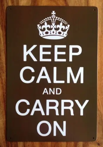 Keep Calm And Carry On Metal Wall Sign Retro Vintage Large 30x20 см