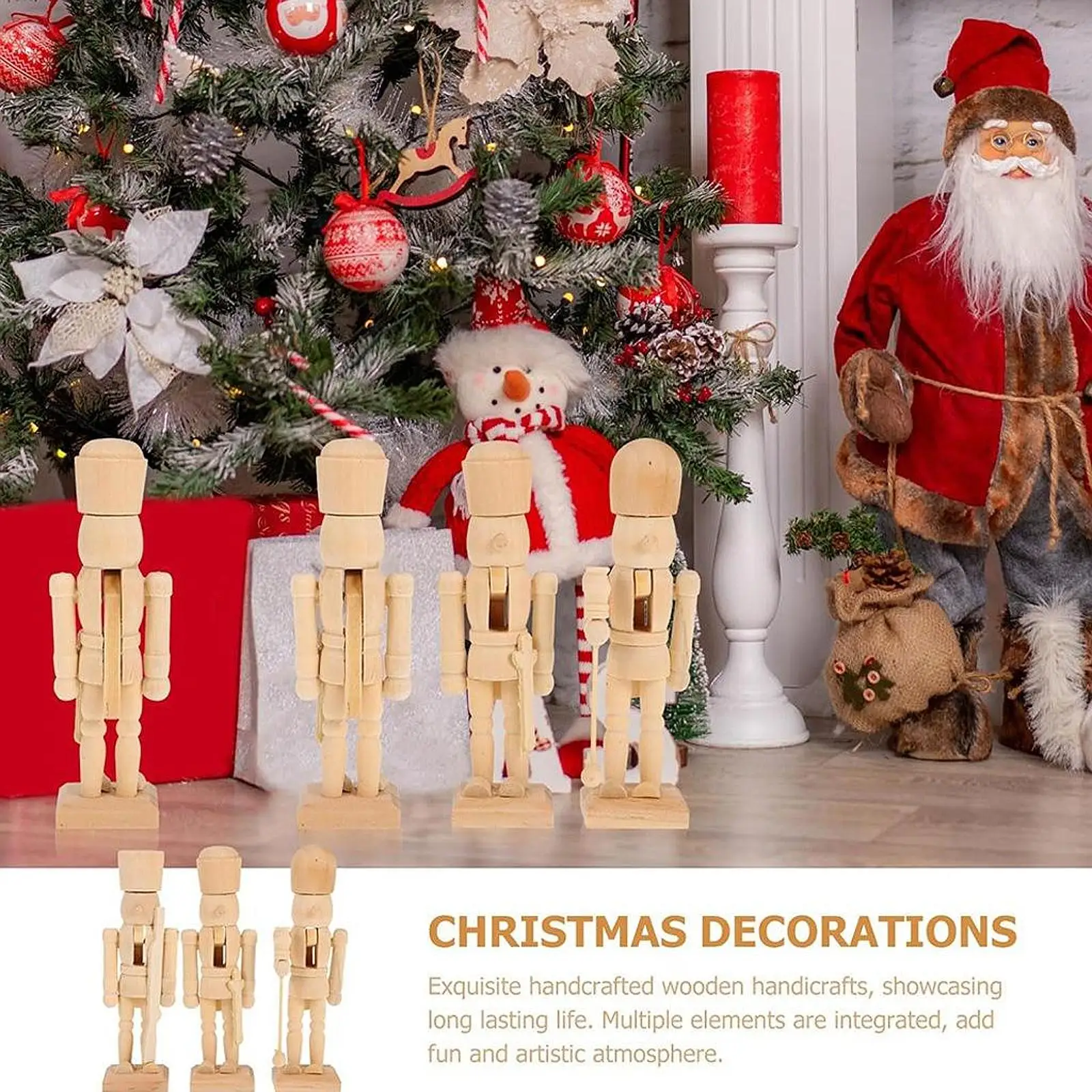 38 cm unvollendete Nussknacker-Figur aus Holz zum Selbermachen, unbemalte Puppe, Spielzeugfiguren für Weihnachtsbaum, Weihnachtsschmuck, Kunstprojekt