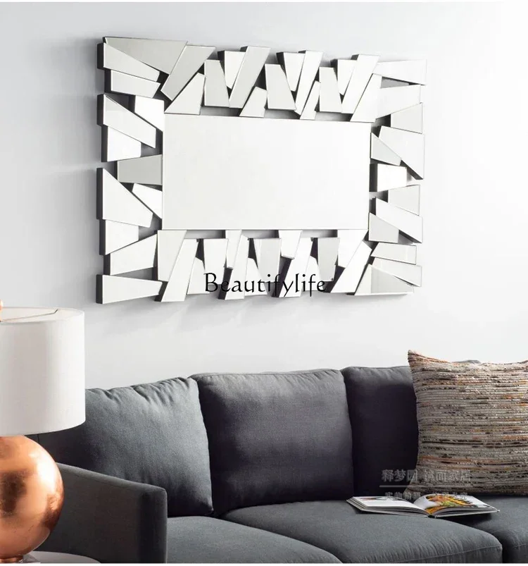 Entrance Decorative Mirror Hotel Background Wall Mirror Light Luxury Art Wall-Mounted Bathroom Mirror