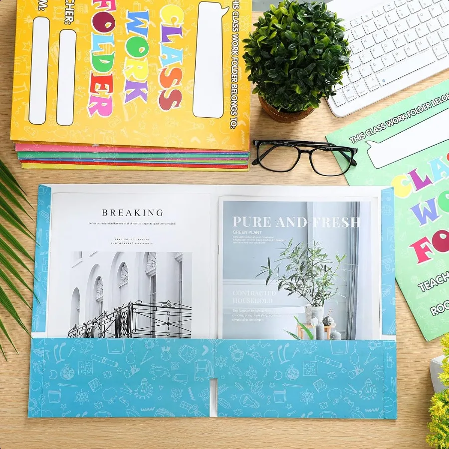 24 cartelle tascabili per studenti, portafoglio sfuso, cartelle per la casa, regali per l'aula, l'home office, studenti, insegnanti, carte scolastiche